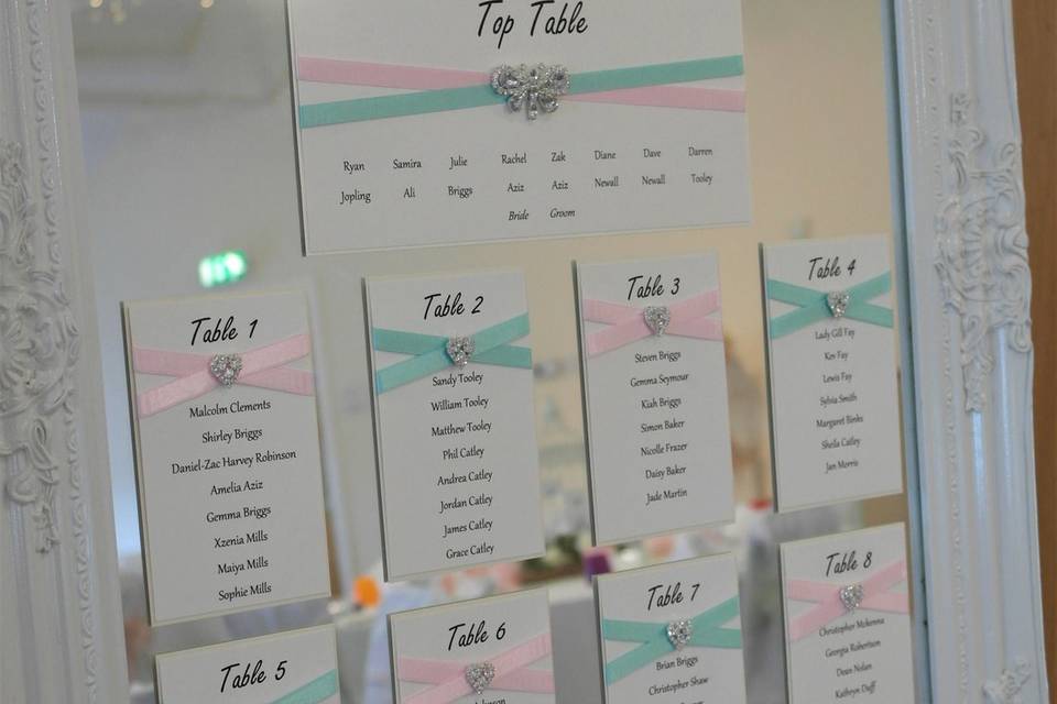 Pastel mirror table plan