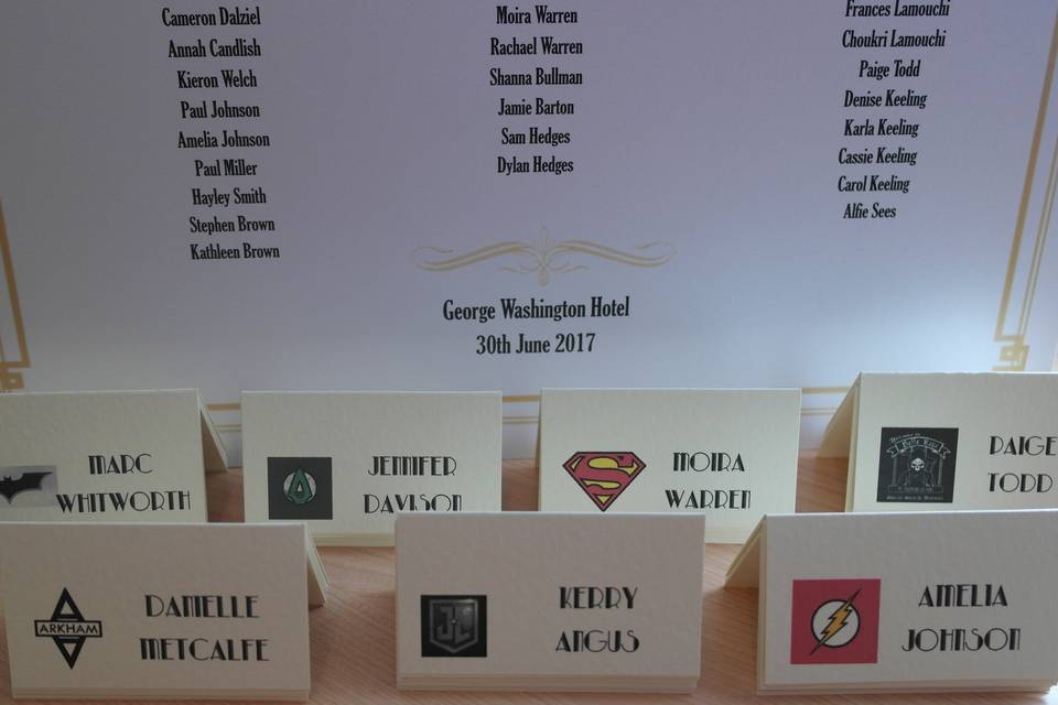 Personalised place cards