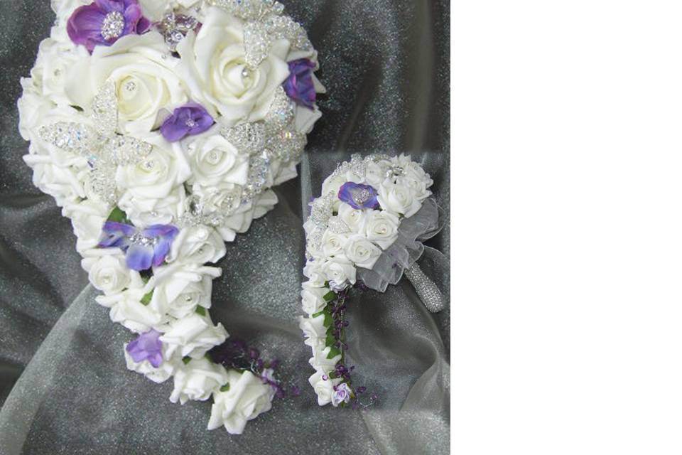 Ivory & purple shower bouquet