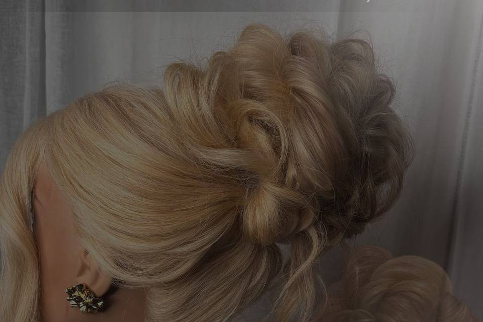 Curly updo.