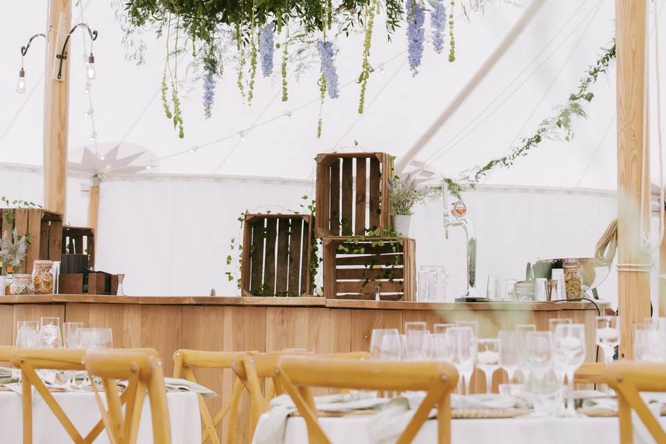 Flower cloud in a pole tent