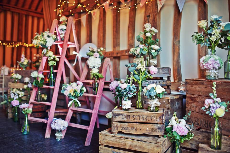 Barn wedding florals