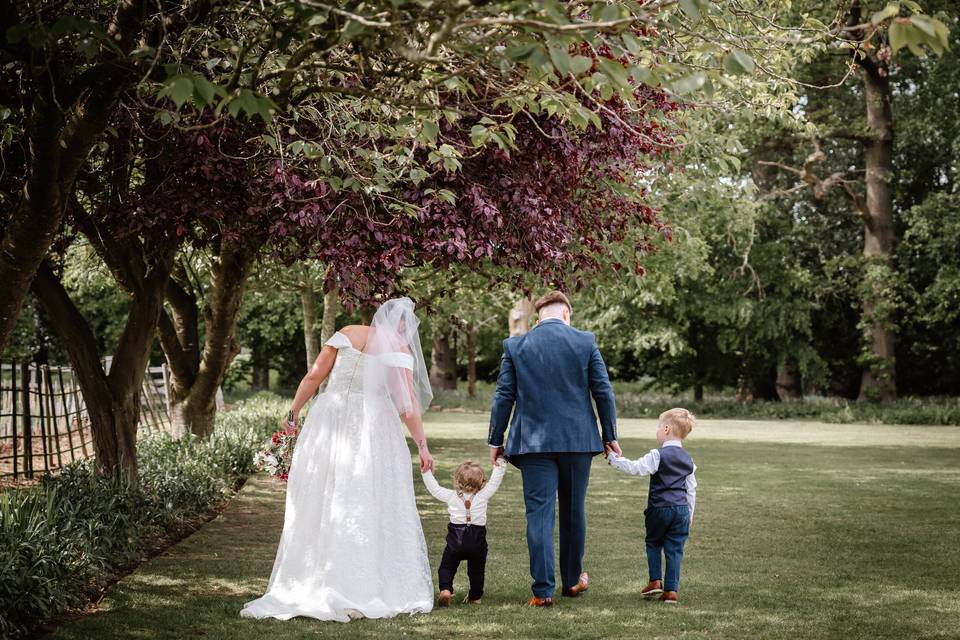 Couples walk with family