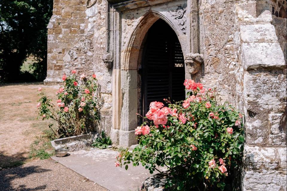 Fragrant roses as you enter