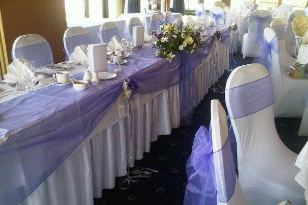 Purple table decoration