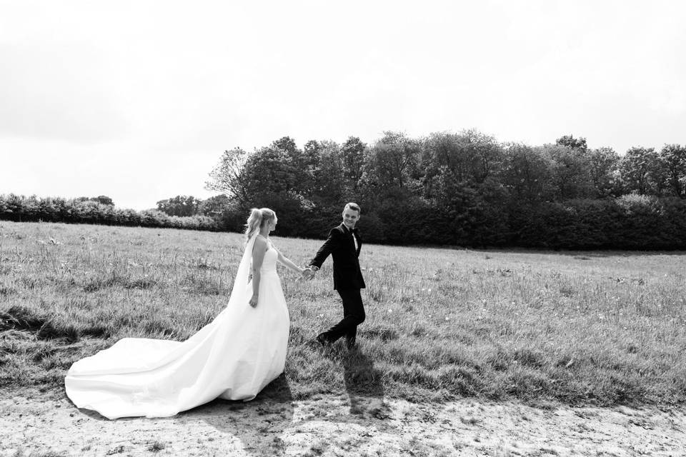 Bride and Groom in fields