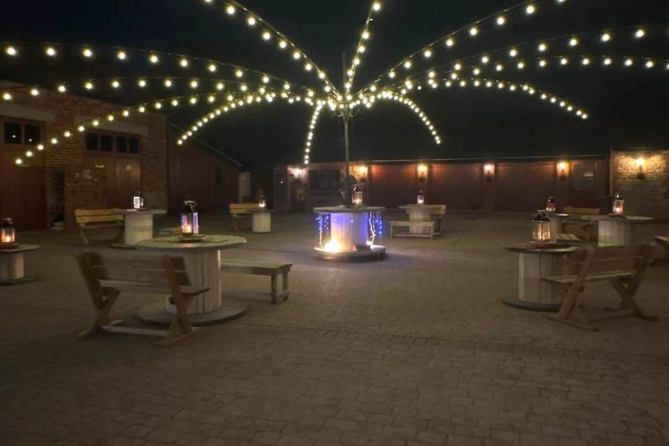 Outside courtyard at night