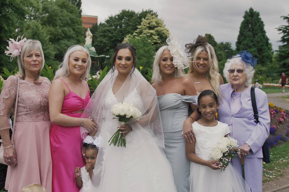 Bride with family