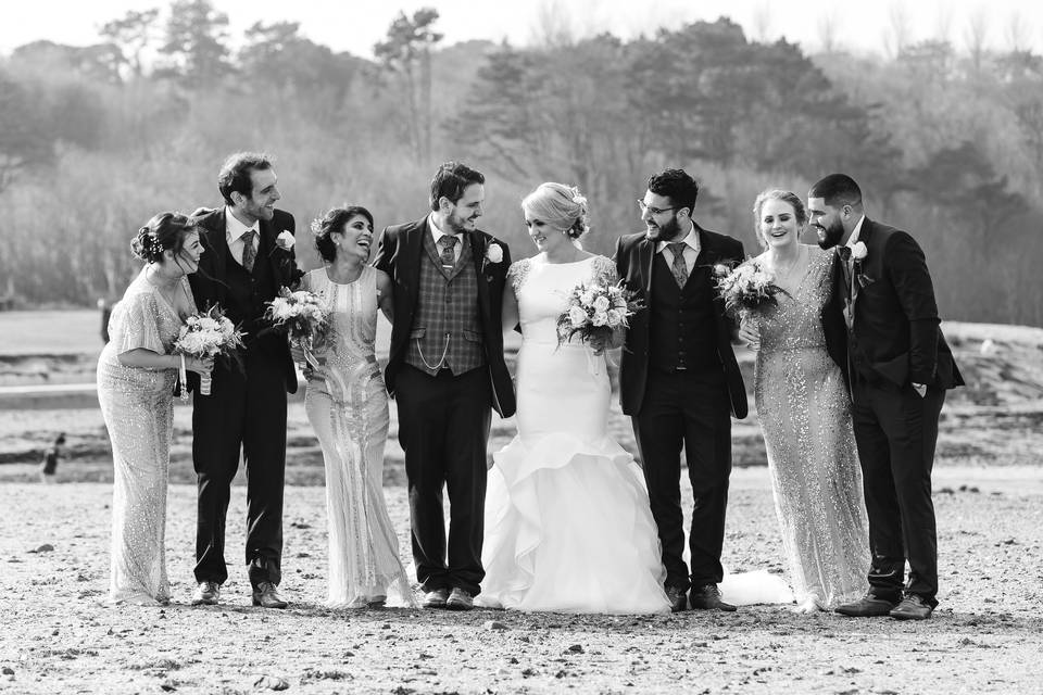 Bridal Party on Beach