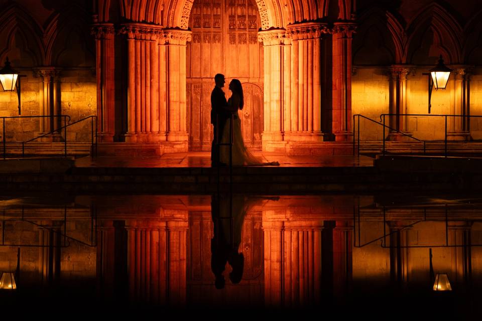 Bride & groom York Minster