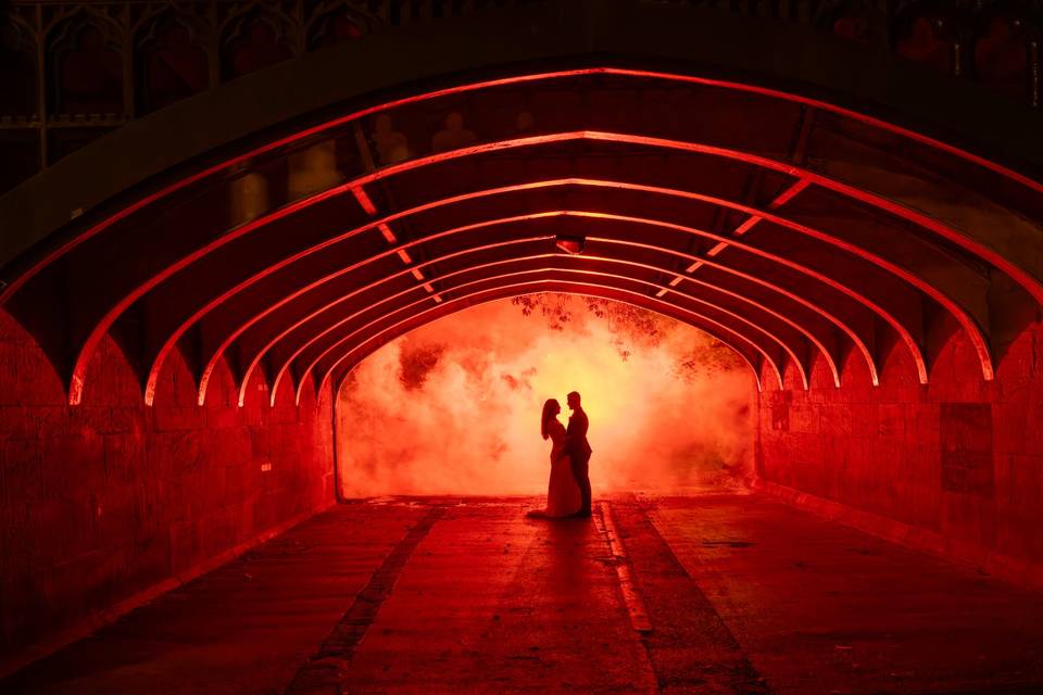 Smoke bomb back lit red