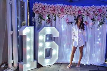 Flower wall and LED numbers