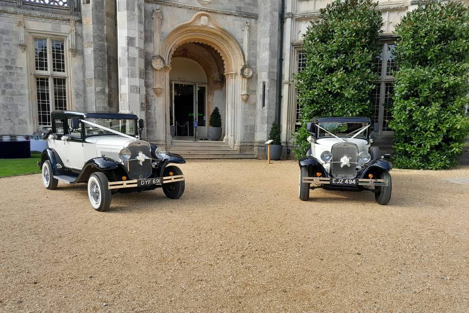 Ruby and Lily parked on location - 1930s A Ford