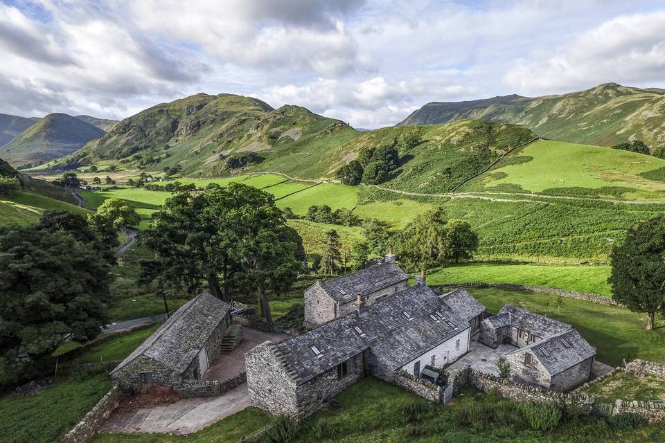 Aerial view of Hause Hall farm