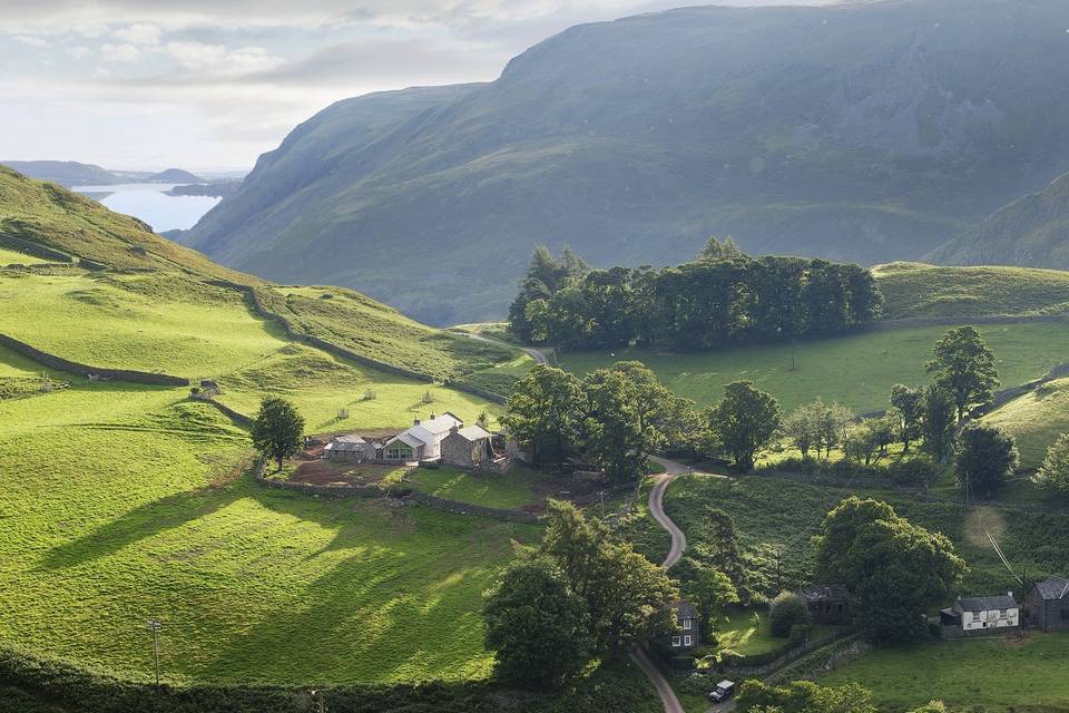 Aerial view of Hause Hall Farm