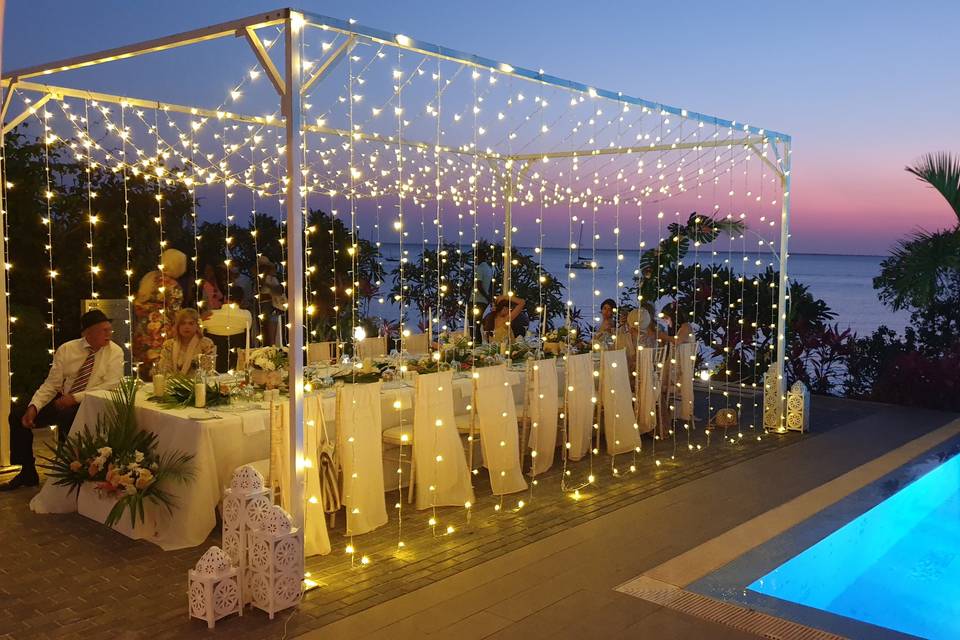 Poolside wedding reception