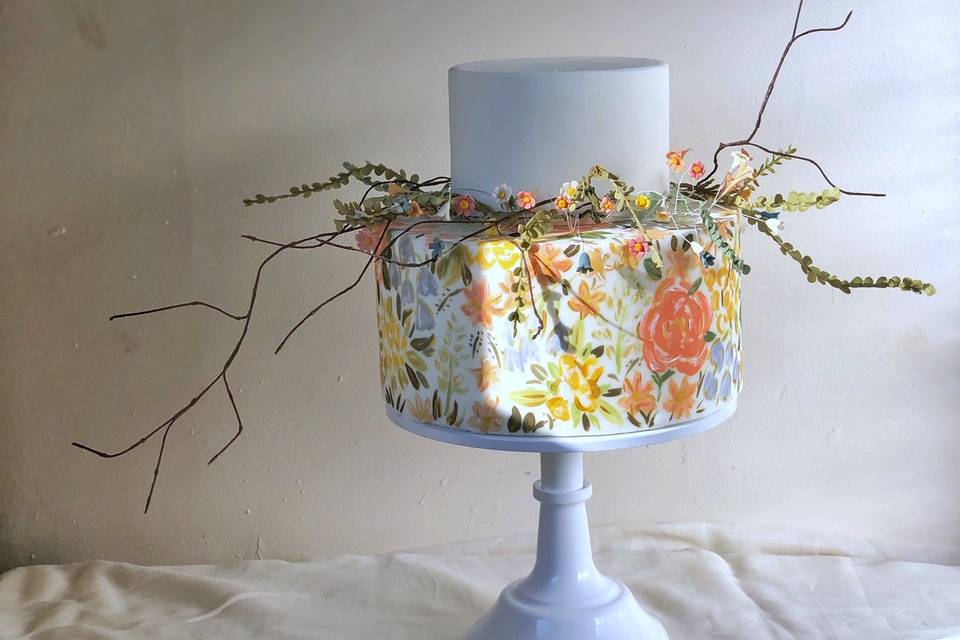 Hand painted florals and sugar