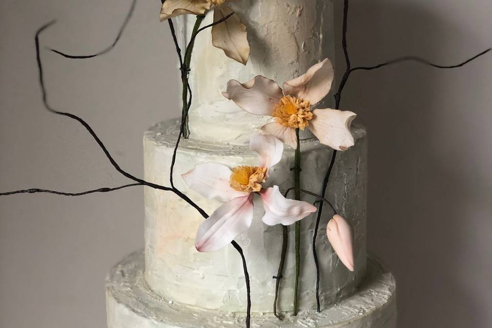 Three tier with sugar flowers