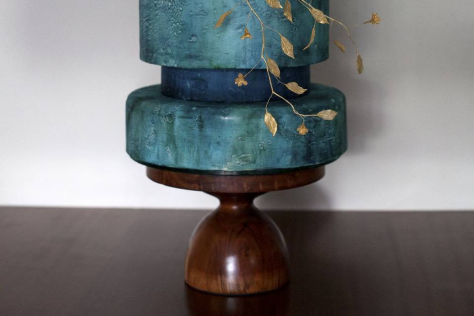 Teal and blue with gold