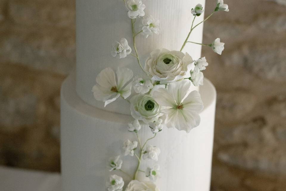 Ribbed cake with white / green