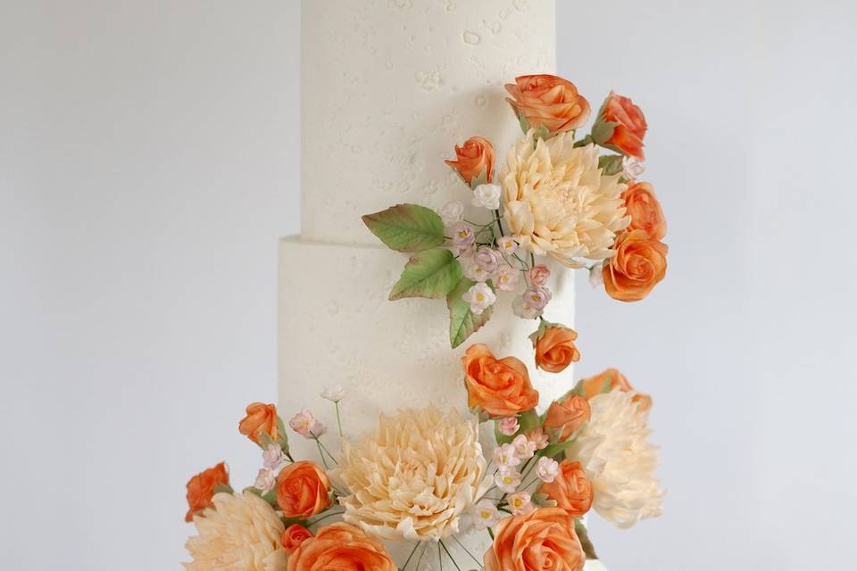 Summer flowers tiered cake