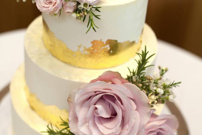 Gold leaf on buttercream