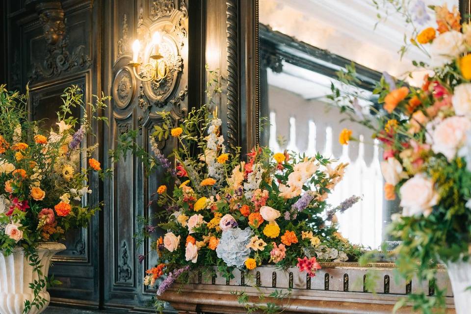 Fireplace flowers