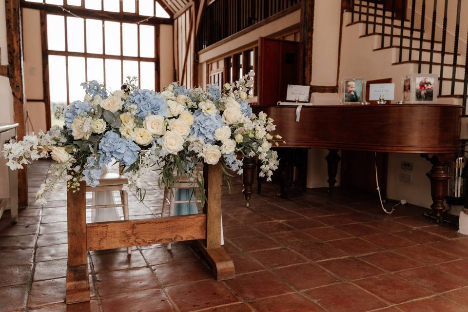 Blue & white registrars table