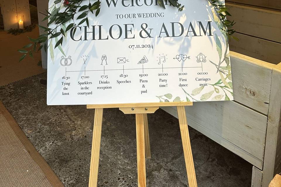 Welcome sign flowers