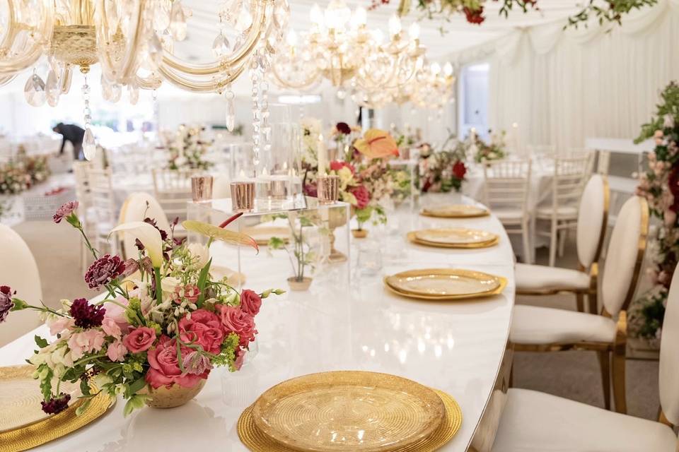 Chandelier table flowers