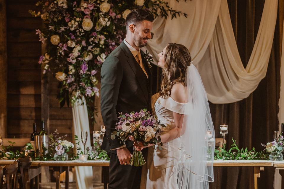 Holding florals at Redcoats Farm