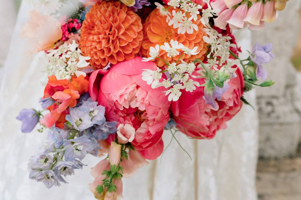 Coral brides bouquet