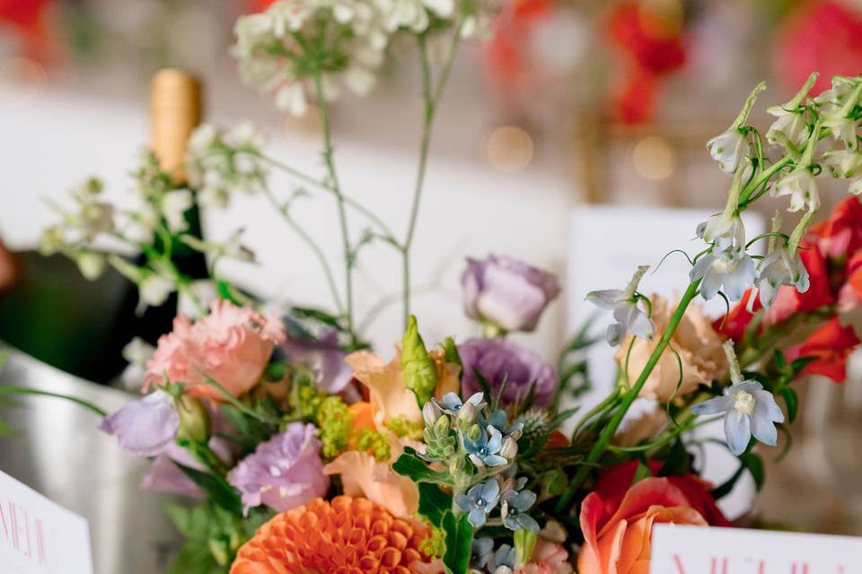 Footed bowl flowers