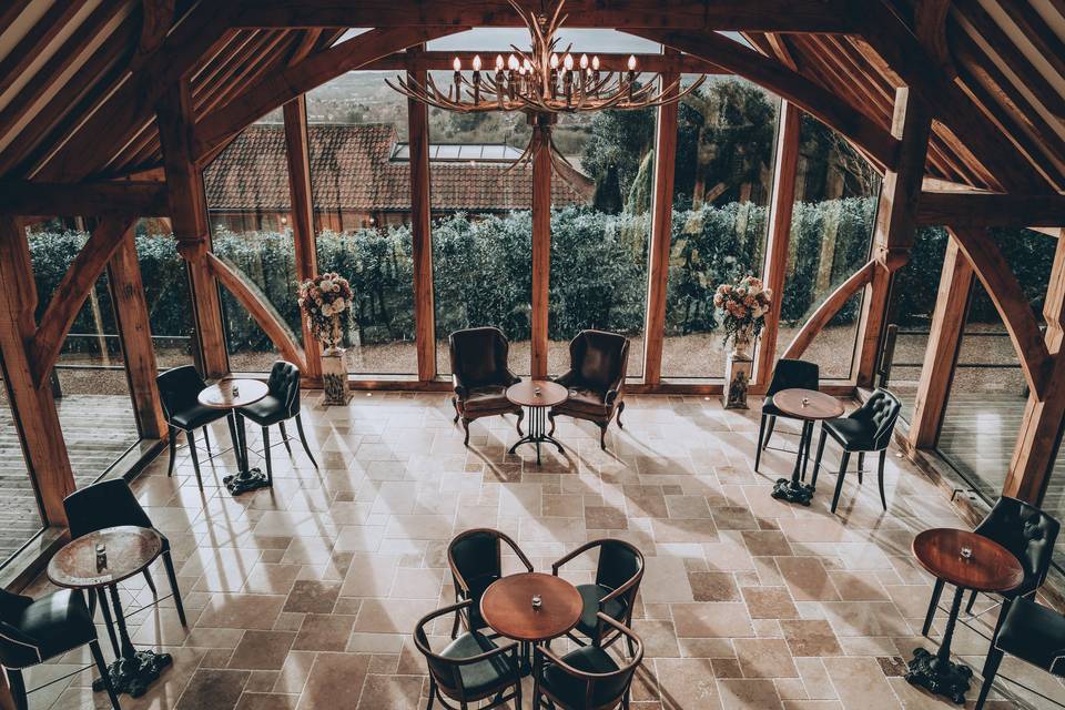 Casual seating in the Glass Barn