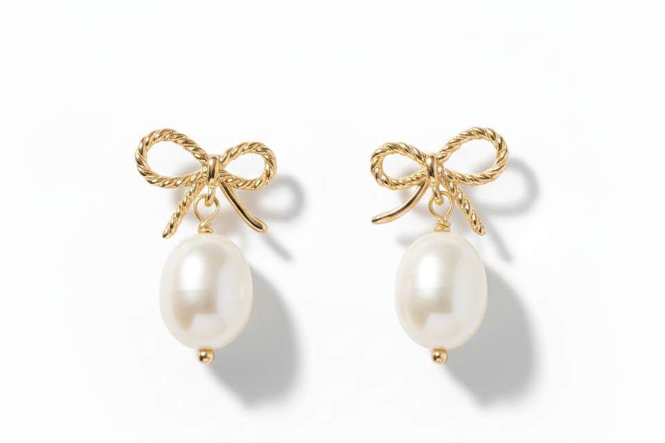 Arabella Bow Pearl Earrings