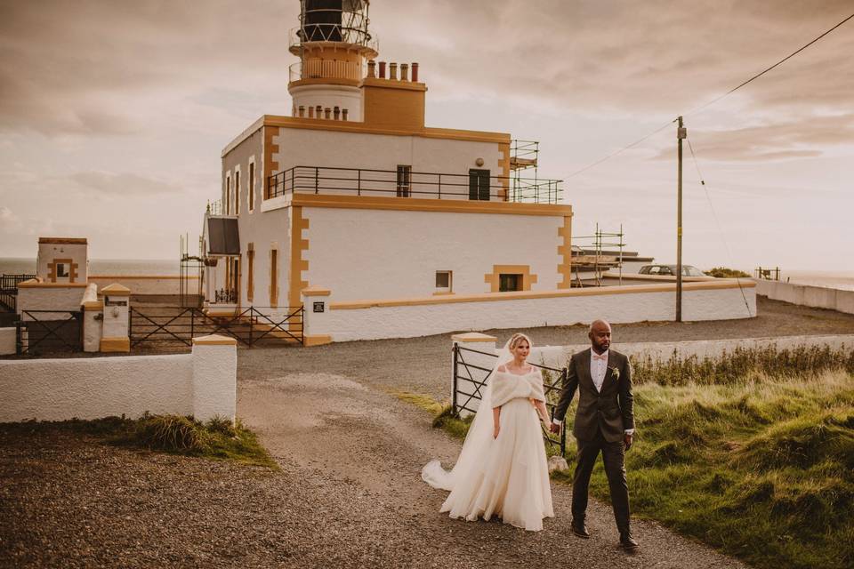 Dramatic lighthouse nearby