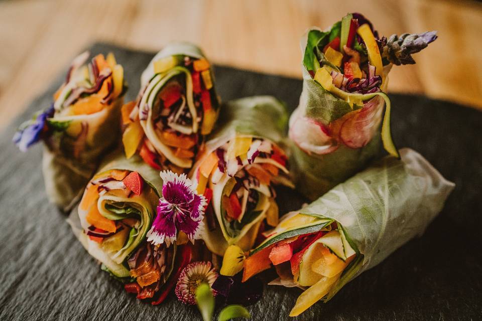 Springrolls w/edible flowers