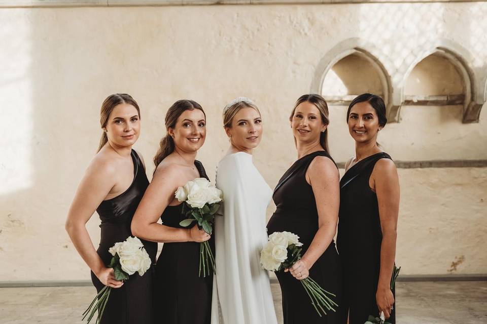 Bride and bridesmaids hair