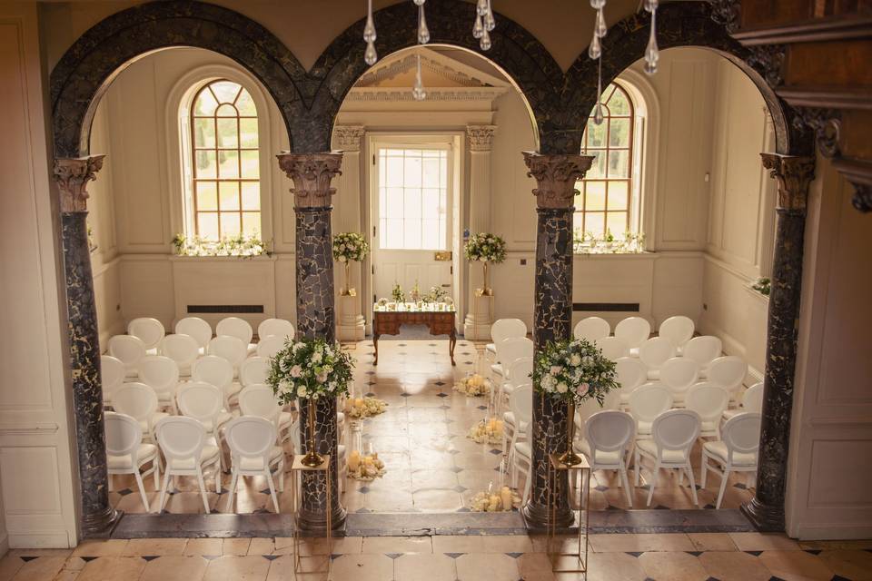 Ceremony setup in the grand hall