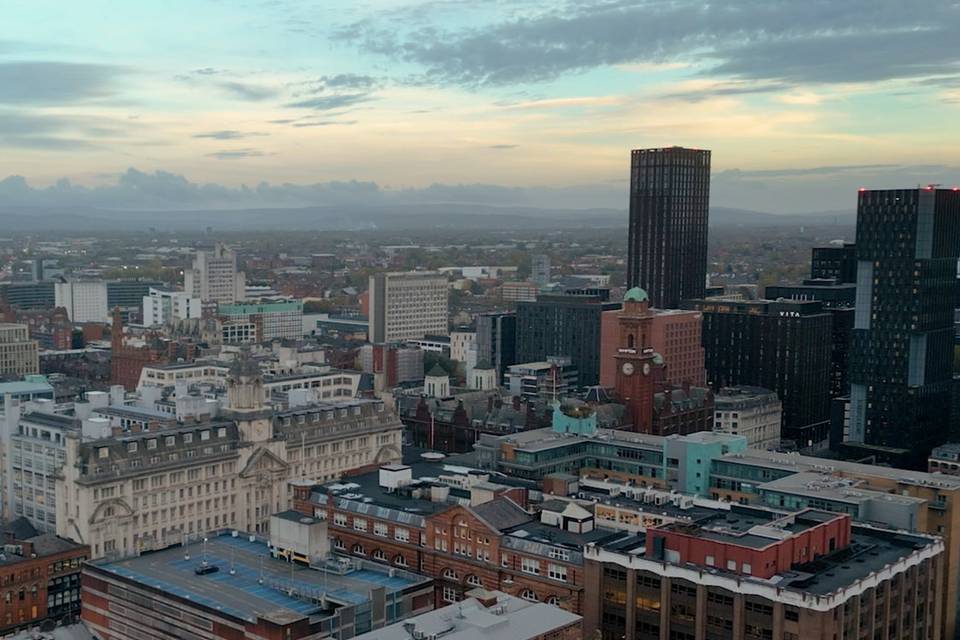 Manchester wedding drone shot