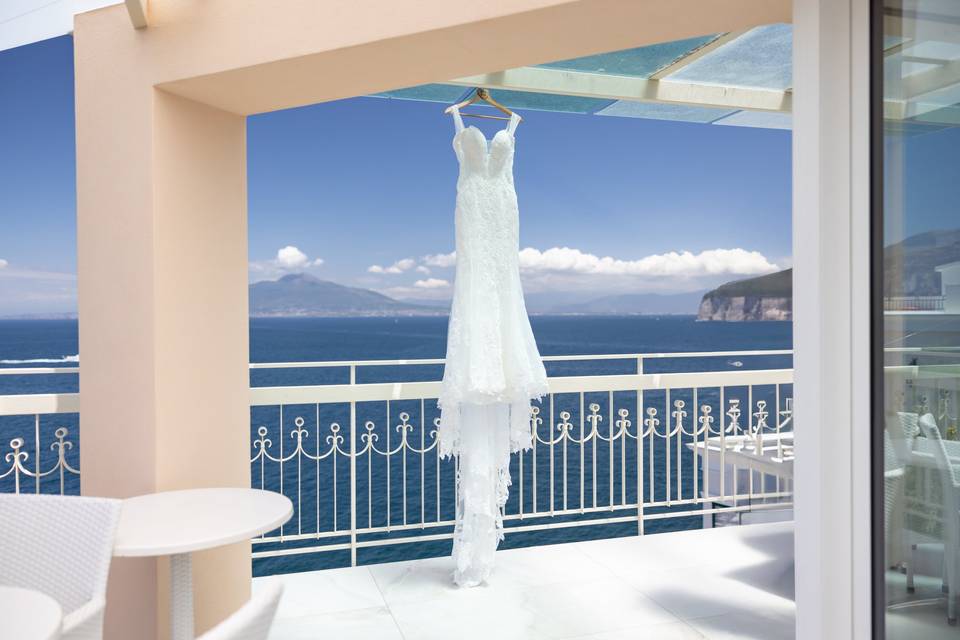 Wedding dress hanging