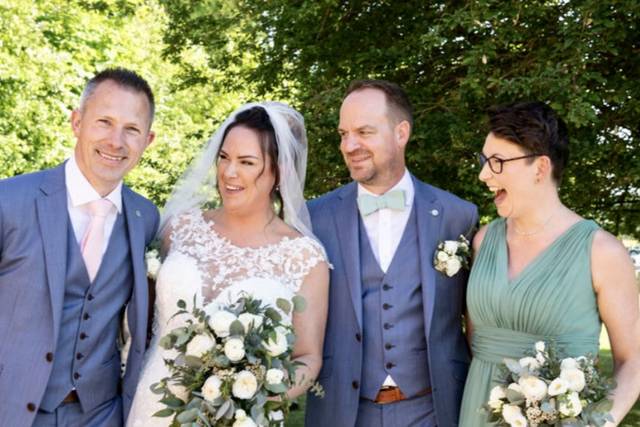 Bride and bridesmaid