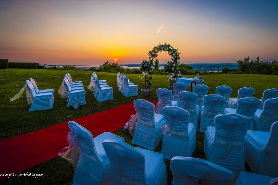 Civil Ceremony on the Hill at Sunset