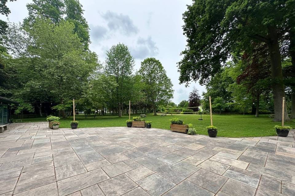 Empty patio and gardens