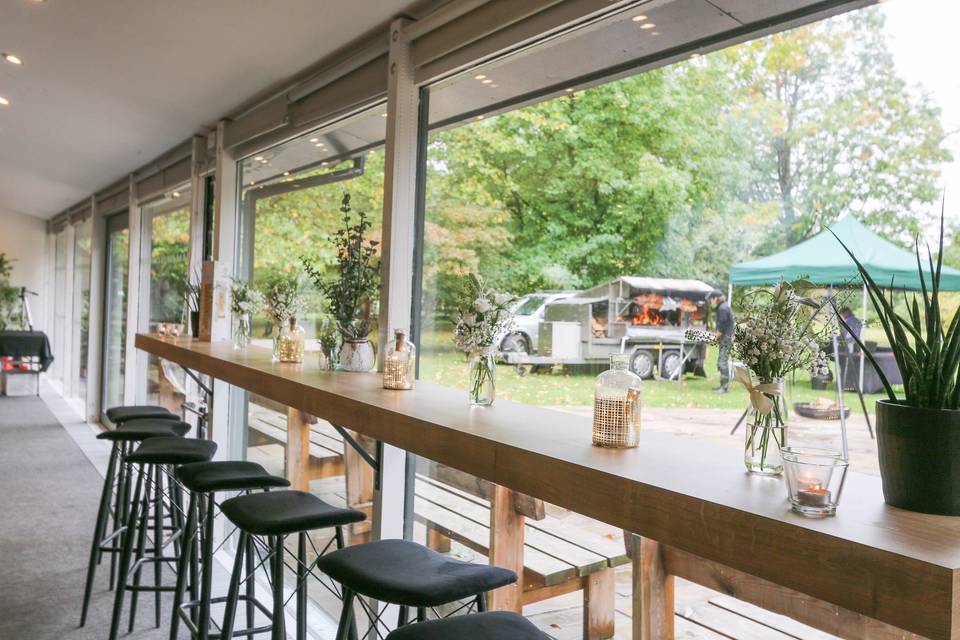 Bar stools by the window