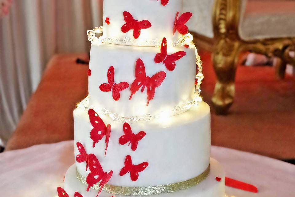 Butterfly cascade wedding cake