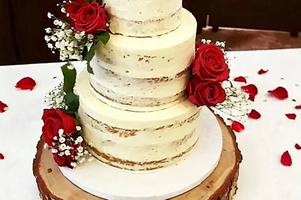 Semi-naked wedding cake