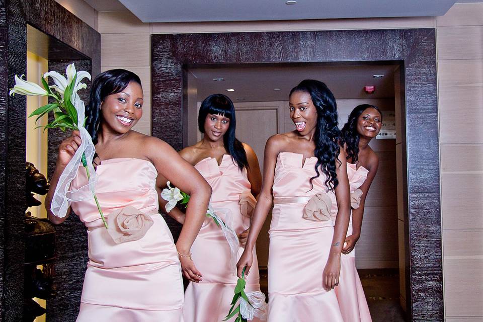 Happy bridesmaids