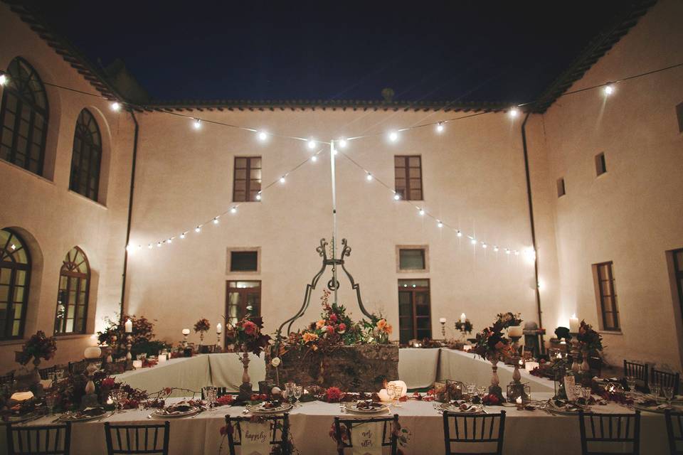 Cloister wedding dinner