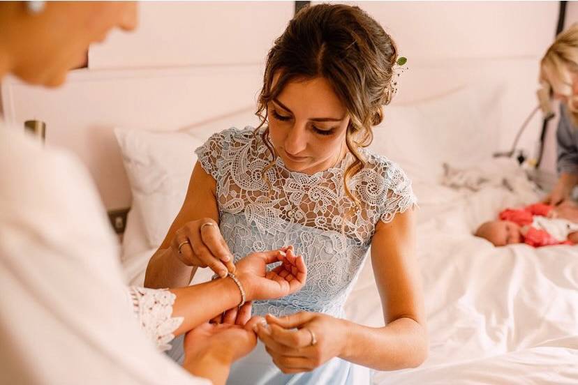 Blue bridal bracelet